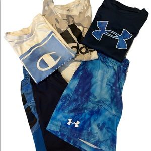 Boys athletic shorts and tee shirts